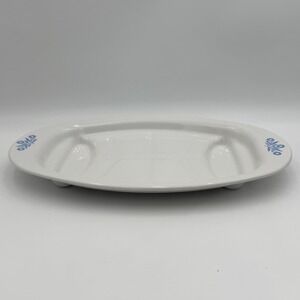 Vintage Corning Ware Blue Cornflower Oval Platter White Pyroceram 15 Inch P-19